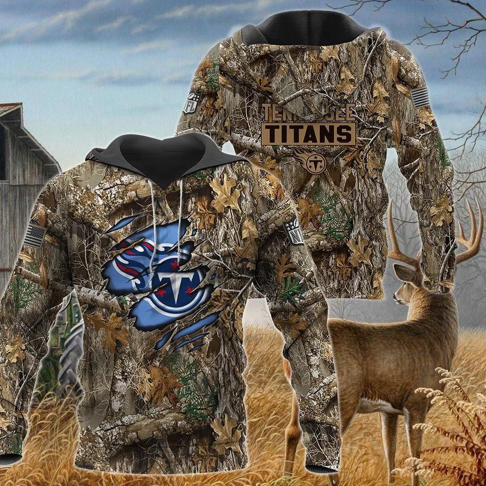 Tennessee Titans Realtree Hunting Camo NFL 3D All Over Print Hoodie
