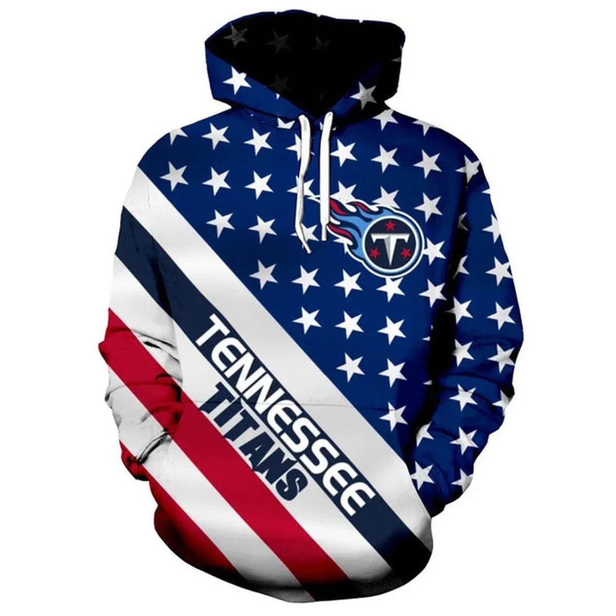 Tennessee Titans With Flag American NFL 3D All Over Print Hoodie
