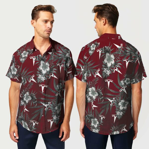 Tesla Shirt Tesla Hawaiian Shirt Tropical Aloha Button Up