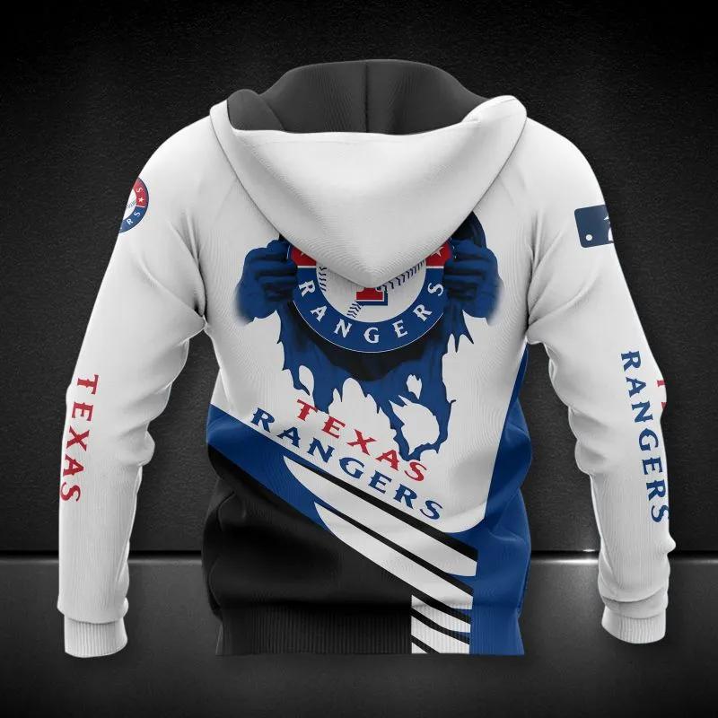 Alternative view of Texas Rangers All Over Print Big Logo 3D MLB All Over Print Hoodie