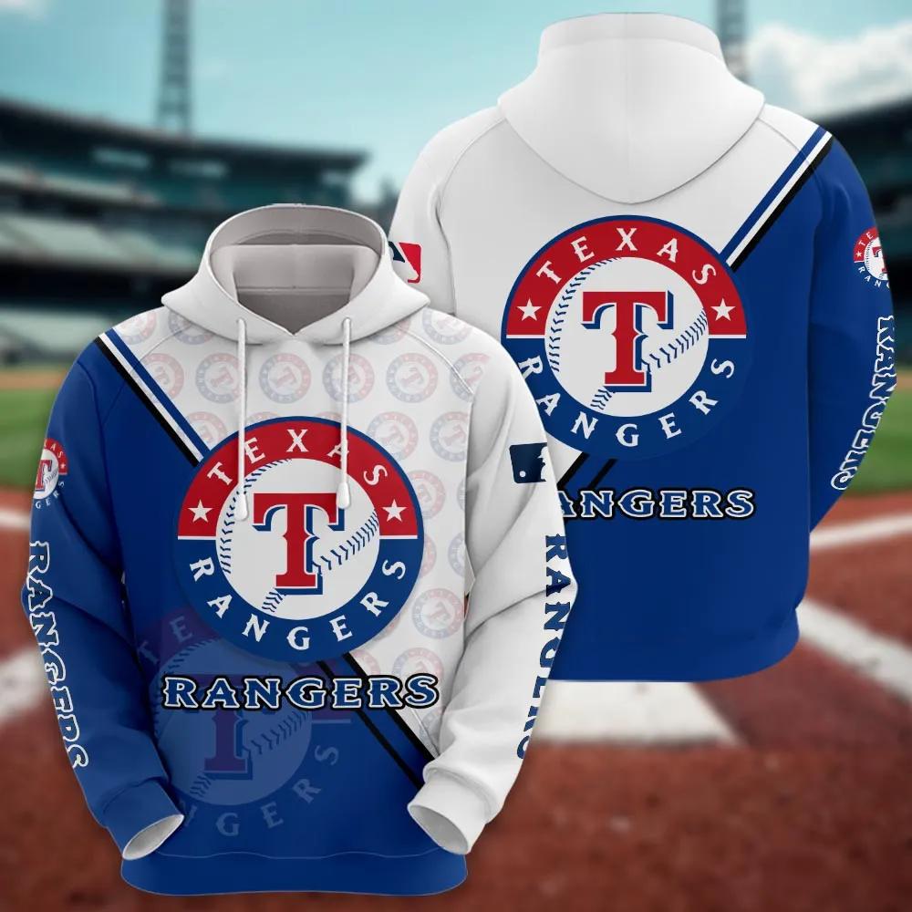 Texas Rangers Logo 3D MLB All Over Print Hoodie