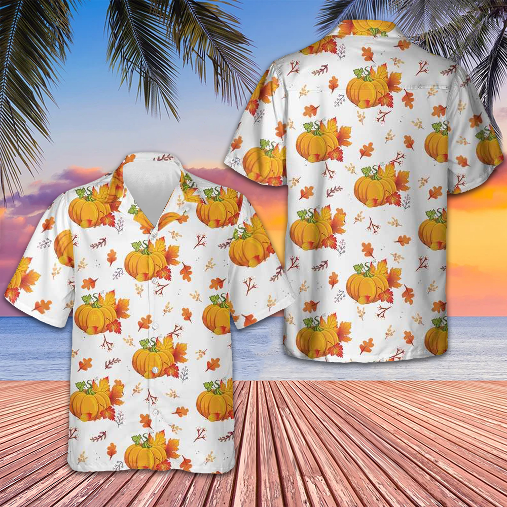 Thanksgiving Fall Leaves And Pumpkins Hawaiian Shirt Thanksgiving 2024 Shirts Gifts For Him