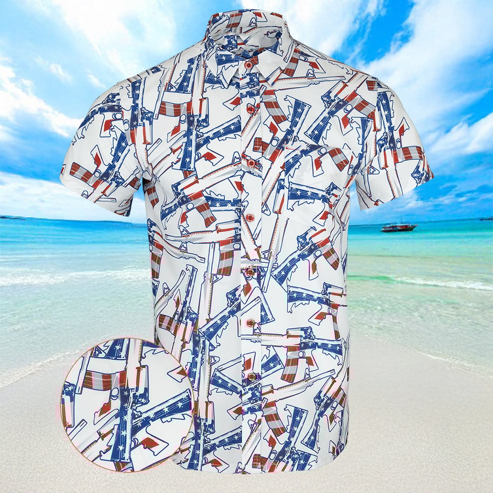 The 4th Hawaiian Shirt Patriotic Button Down Shirt Gifts For Father