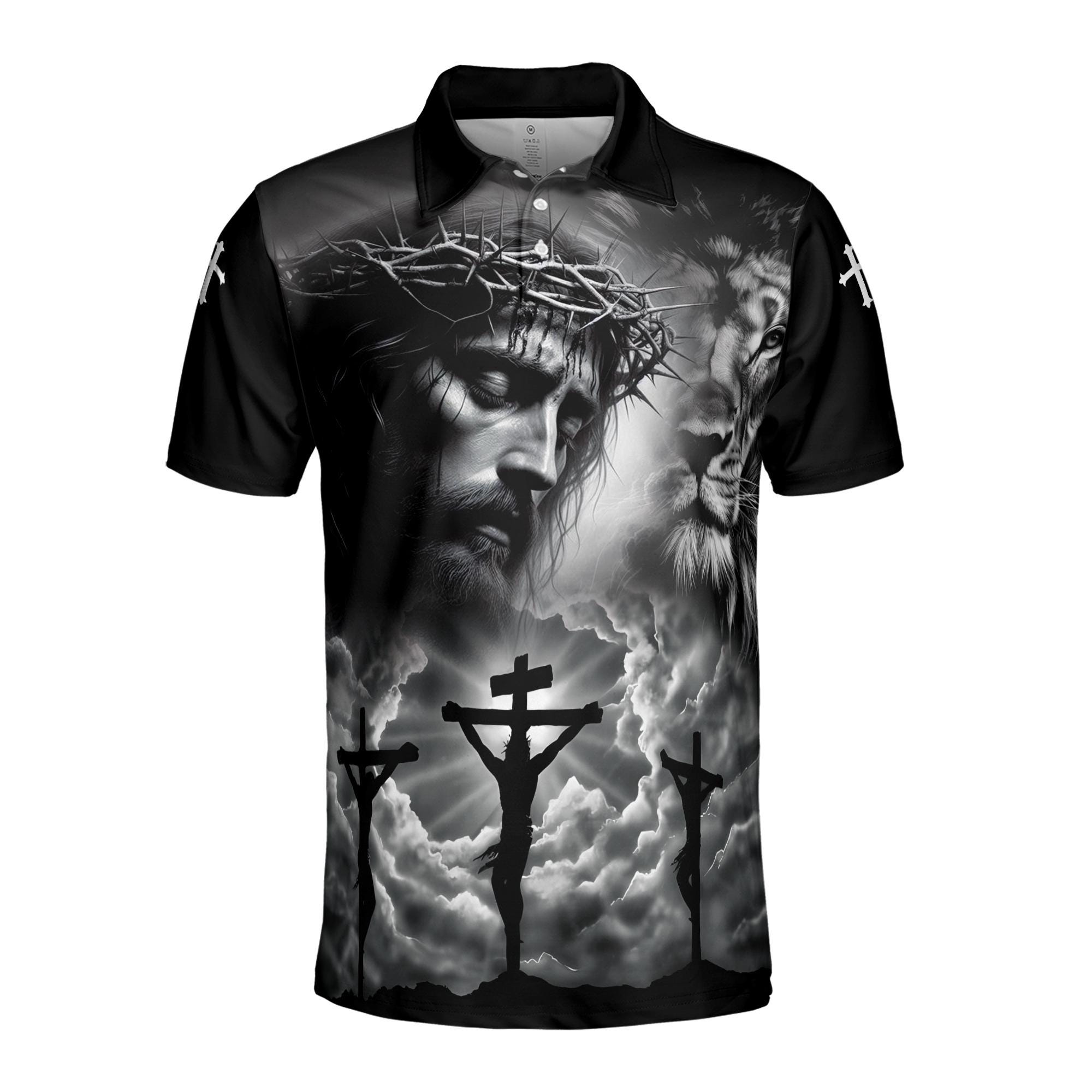 Alternative view of The Atonement of Jesus Christ Good Friday Men's Polo Shirt
