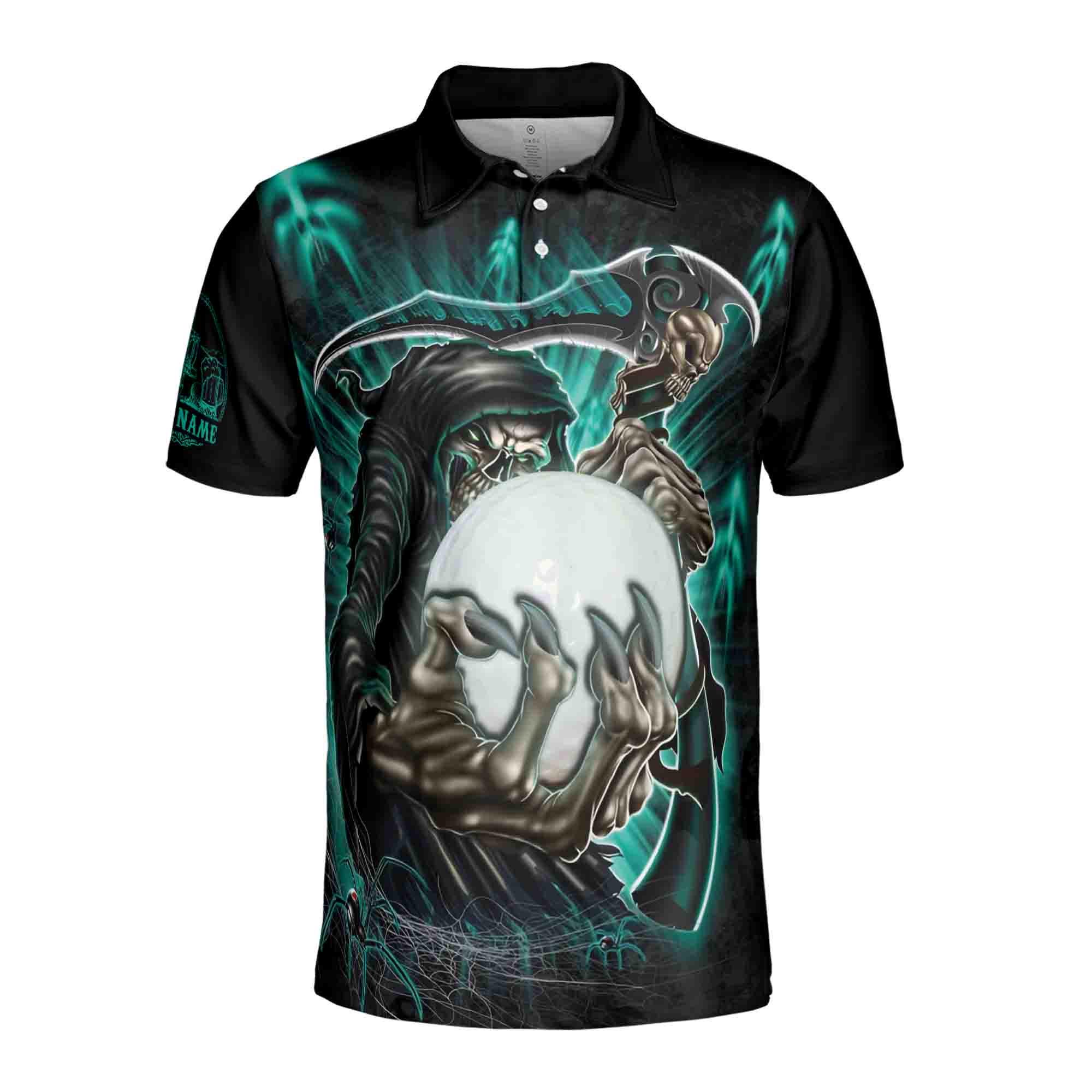 Alternative view of The Devil Whispered Bring Beer Skeleton Golfer Team Golf Men's Polo Shirt