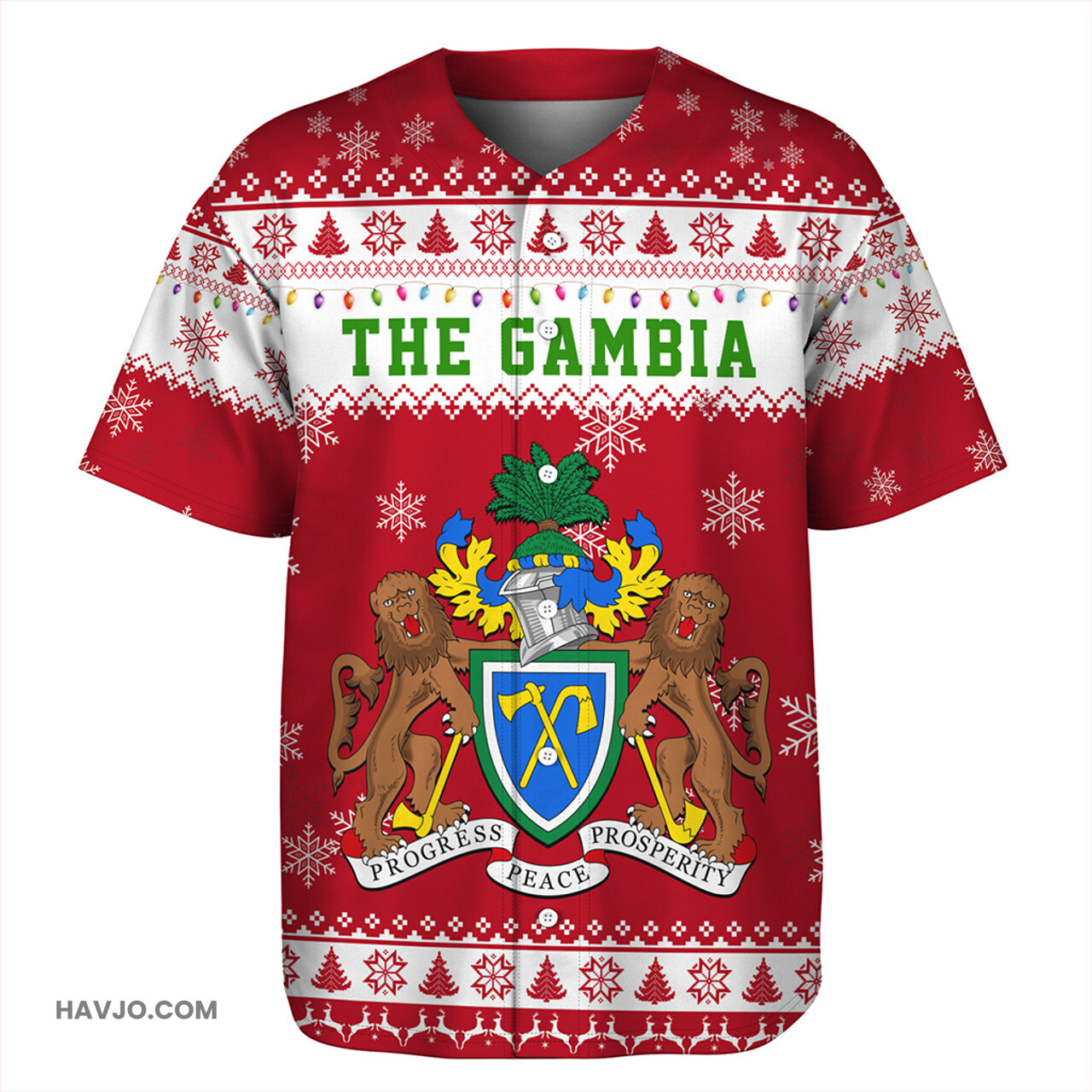 The Gambia Christmas Style Pattern Baseball Jersey