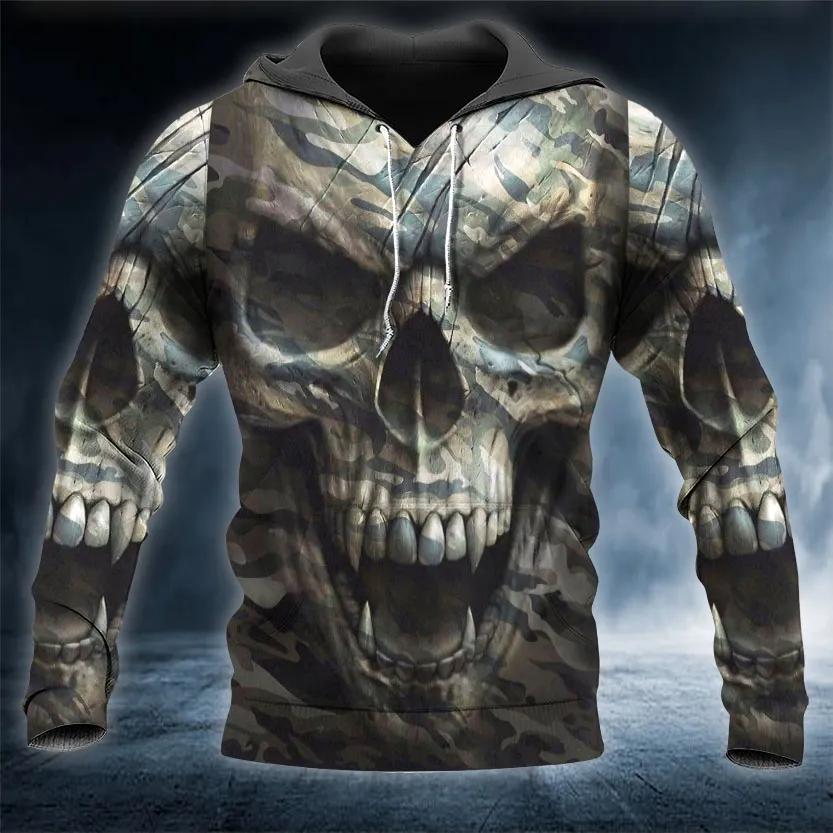 The Hideout Camo Skull 3D All Over Print Hoodie