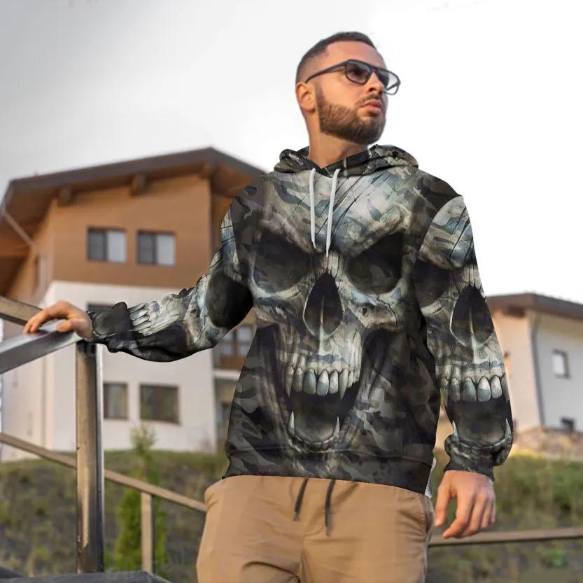 Alternative view of The Hideout Camo Skull 3D All Over Print Hoodie