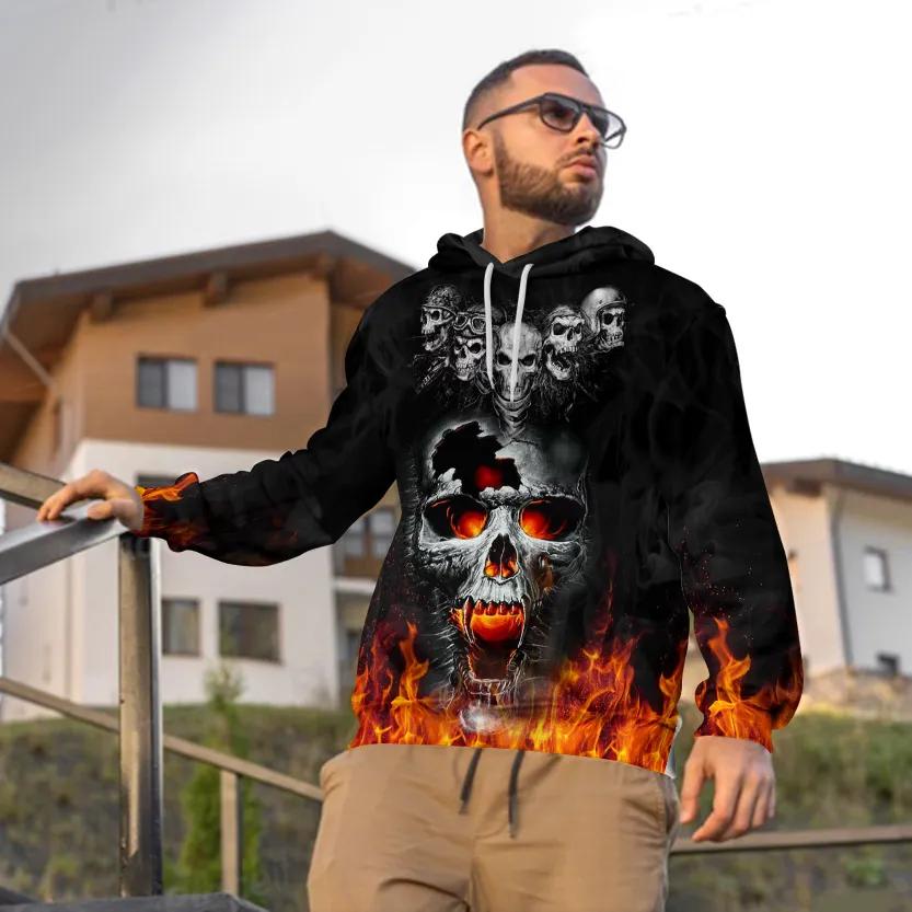 Alternative view of The Immortal Death Of Five Fire Skull 3D All Over Print Hoodie
