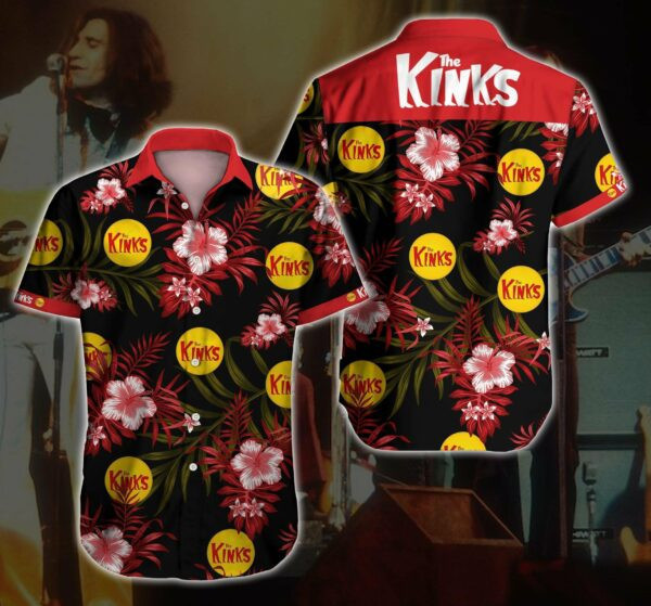 The Kinks Rock Band Tropical Flower Hawaiian Shirt Tropical Aloha Button Up