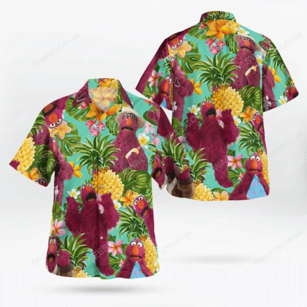 The Muppet Show Telly Monster Hawaiian Shirt Tropical Aloha Button Up