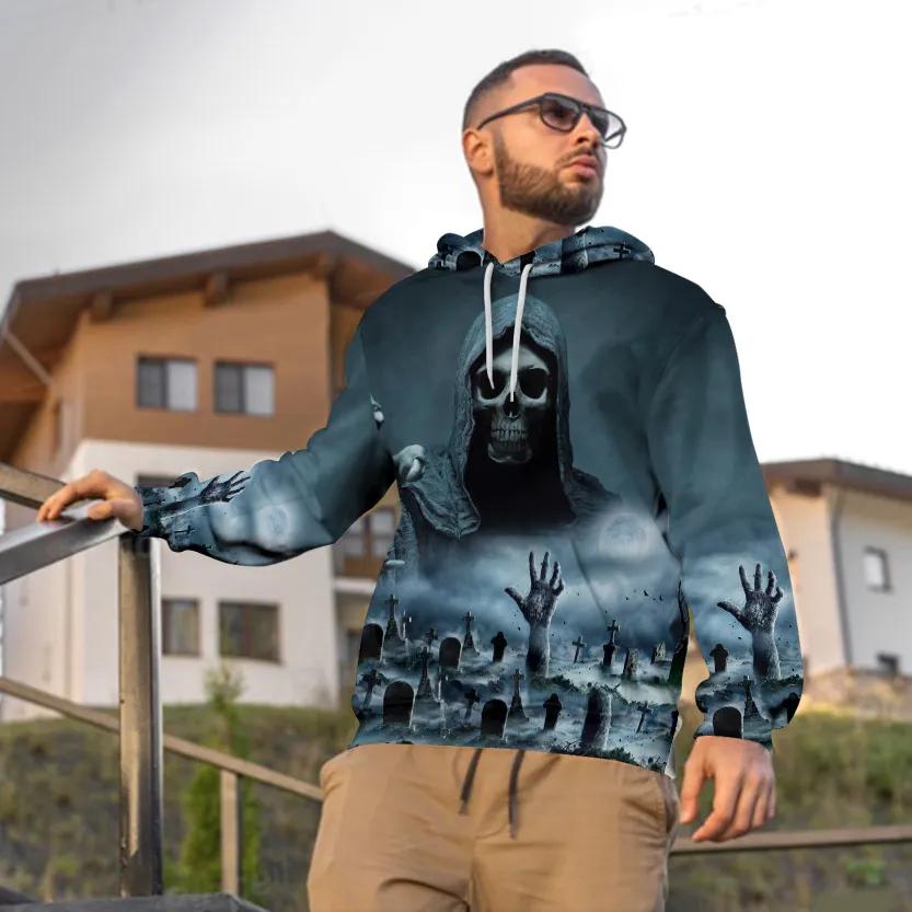 Alternative view of The Night Hunter Skull 3D All Over Print Hoodie