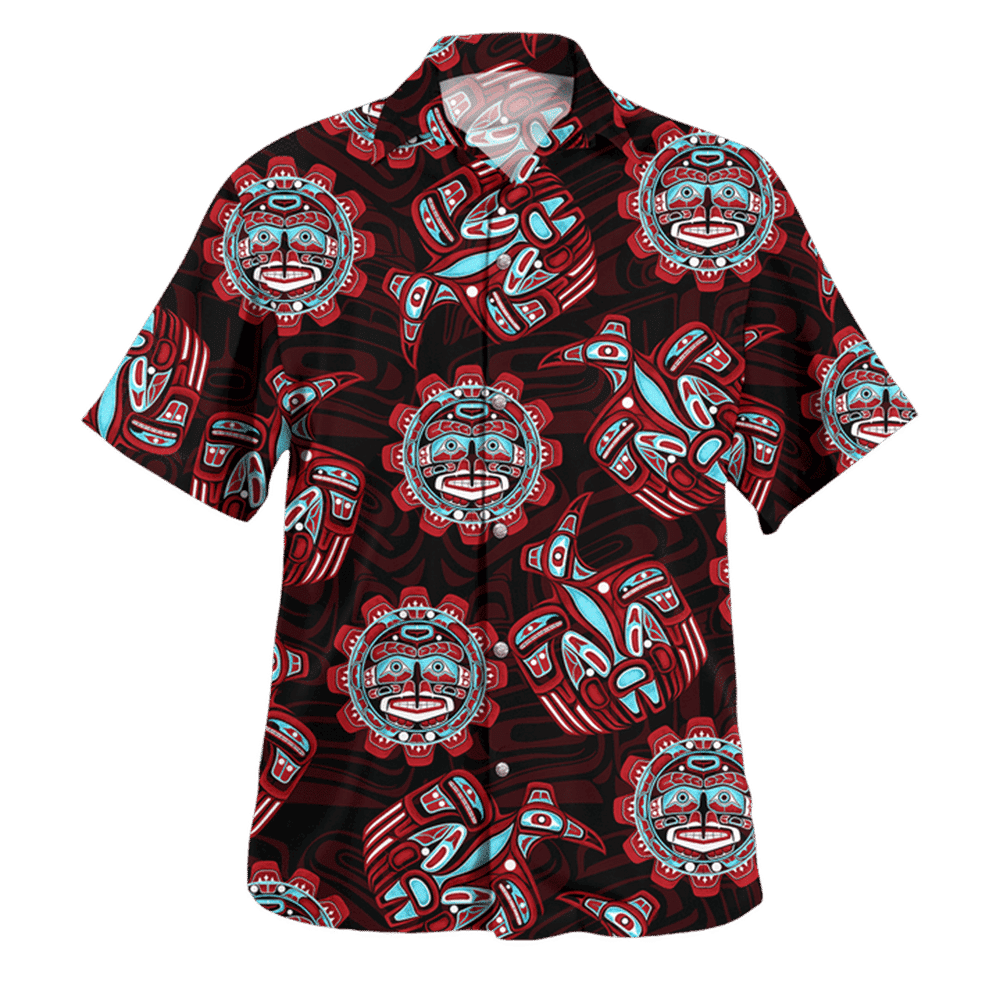 The Raven Myth 3D Hawaiian Shirt Haida Art Style Clothing Apparel