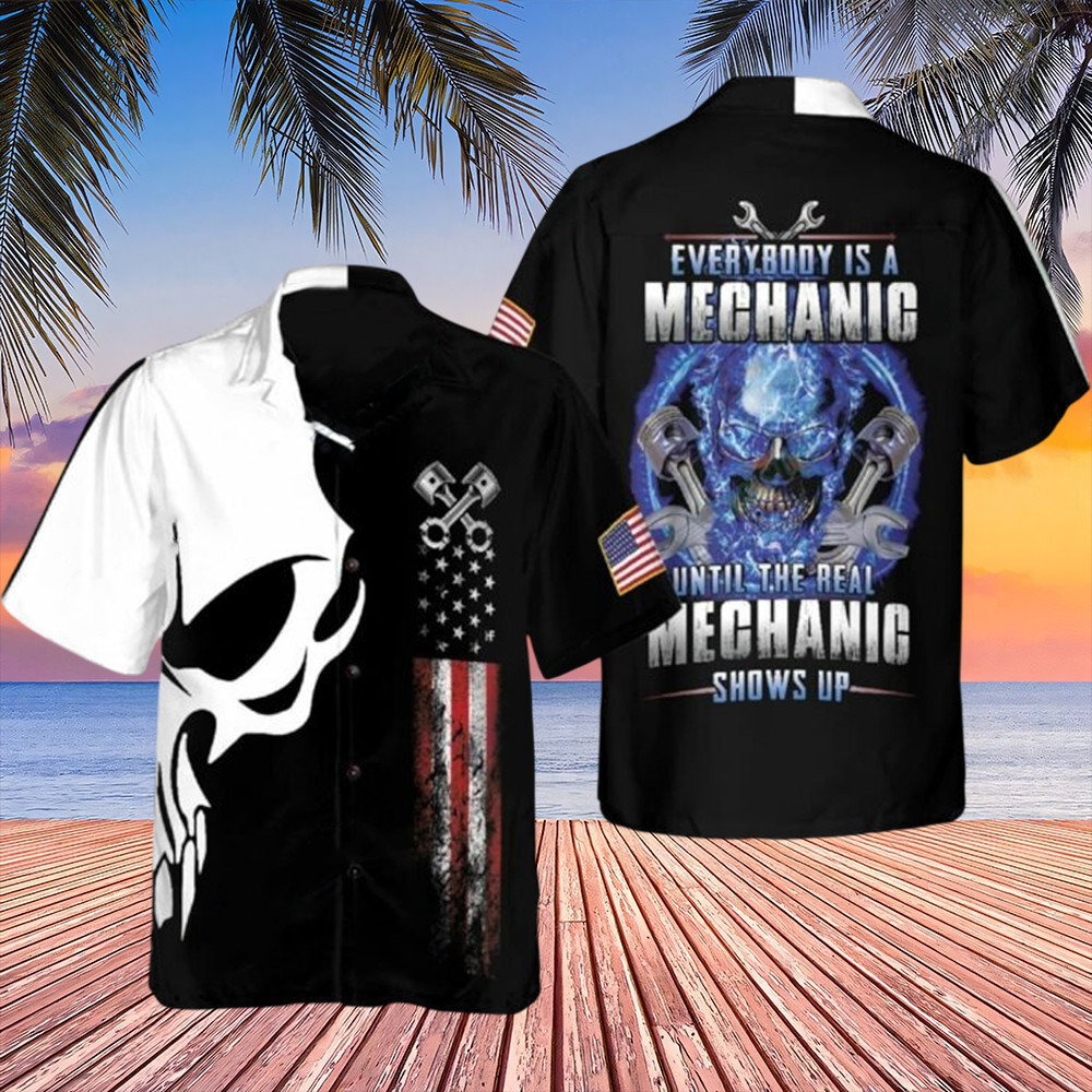 The Real Mechanic Show Up Hawaiian Shirt Skull Flame Aloha Shirt Gifts For Mechanic