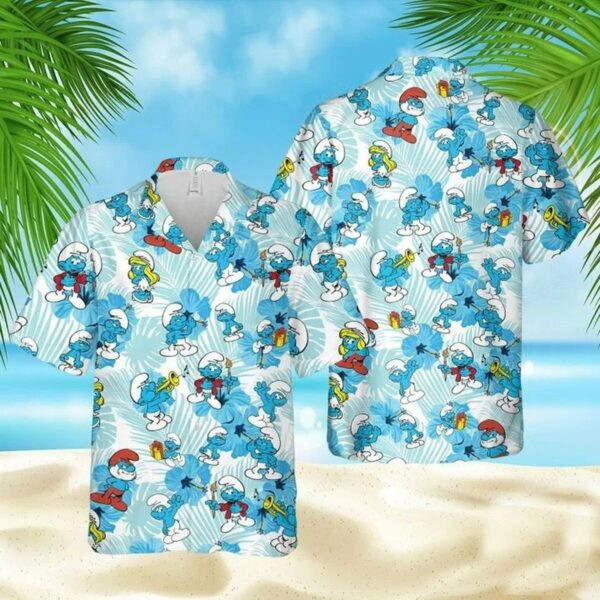 The Smurfs Cute Gift For Fans Hawaiian Shirt Tropical Aloha Button Up