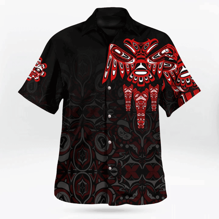 The Spirit Eagle Northwest Pacific Style Hawaiian Shirt Haida Art Printed Hoodie Clothing