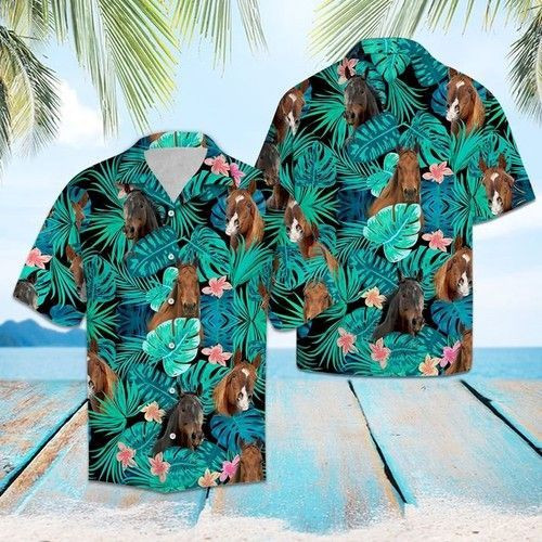 Thoroughbred Green Tropical Hawaiian Shirt Tropical Aloha Button Up