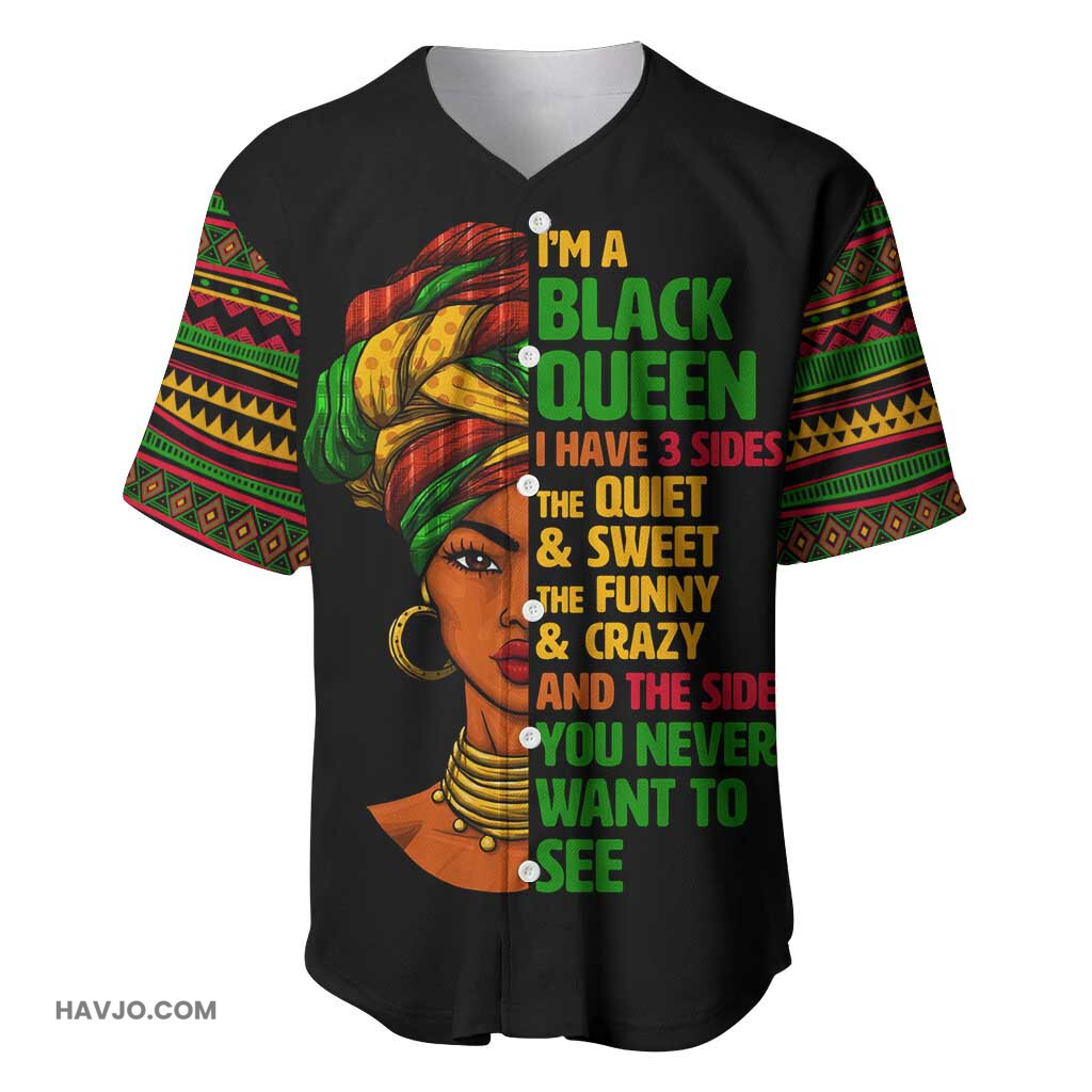 Three Sides Of Me African Women Black Queen Black Girl Baseball Jersey