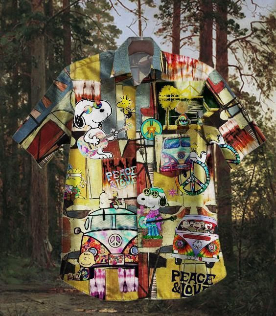 Tie Dye Snoopy Hawaiian Shirt Tropical Aloha Button Up