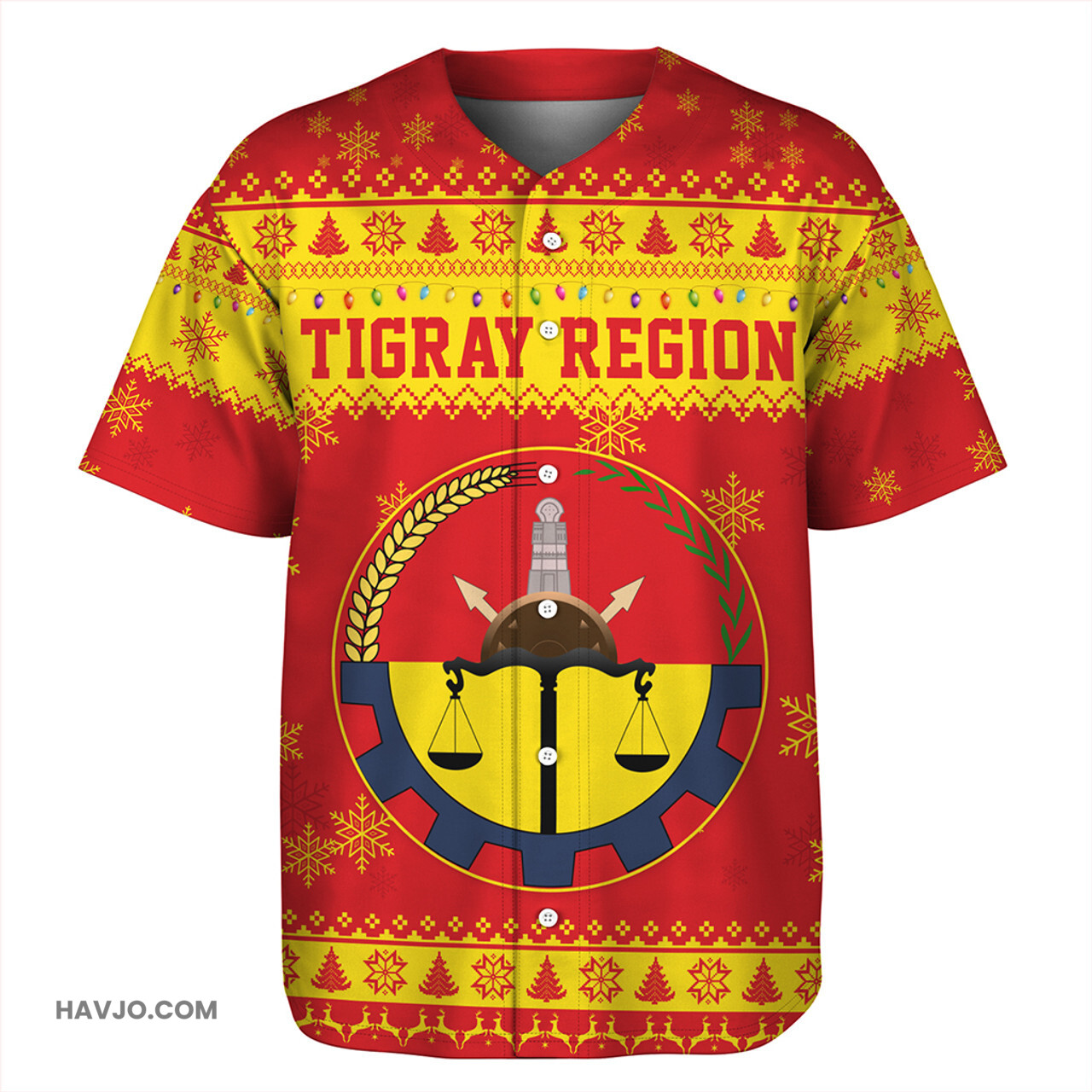 Tigray Christmas Style Pattern Baseball Jersey