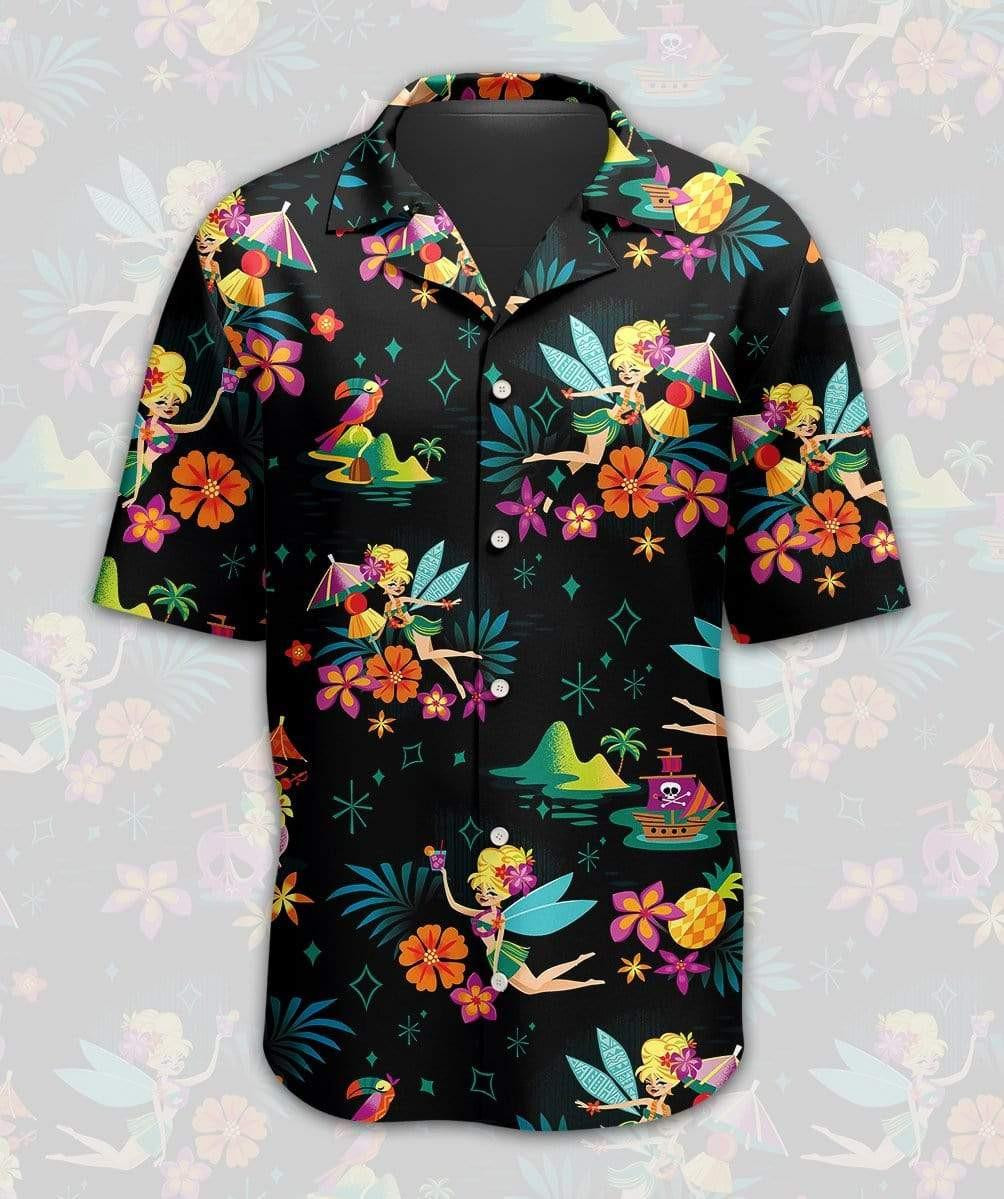 Tinker Bell Tiki Belle Hawaiian Shirt Tropical Aloha Button Up