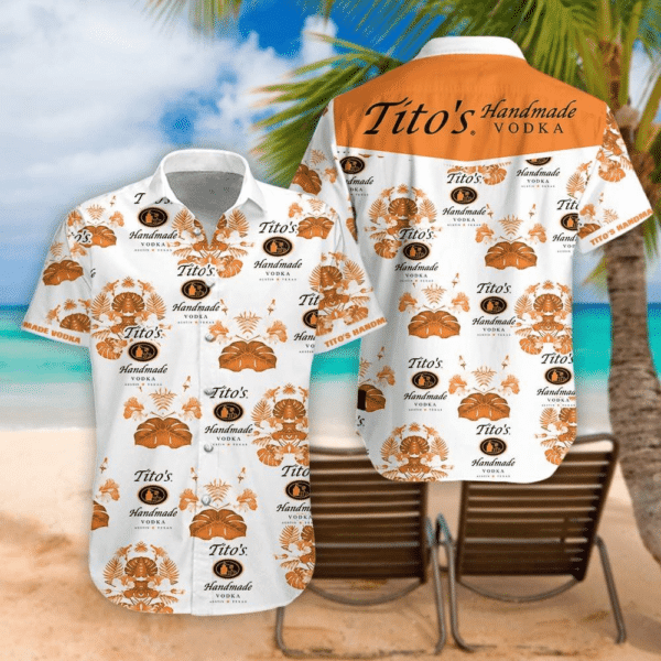 Tito's Handmade Vodka 1 Hawaiian Shirt Tropical Aloha Button Up