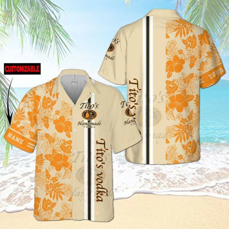 Tito?s Handmade Vodka Personalized Hawaiian Shirt Tropical Aloha Button Up