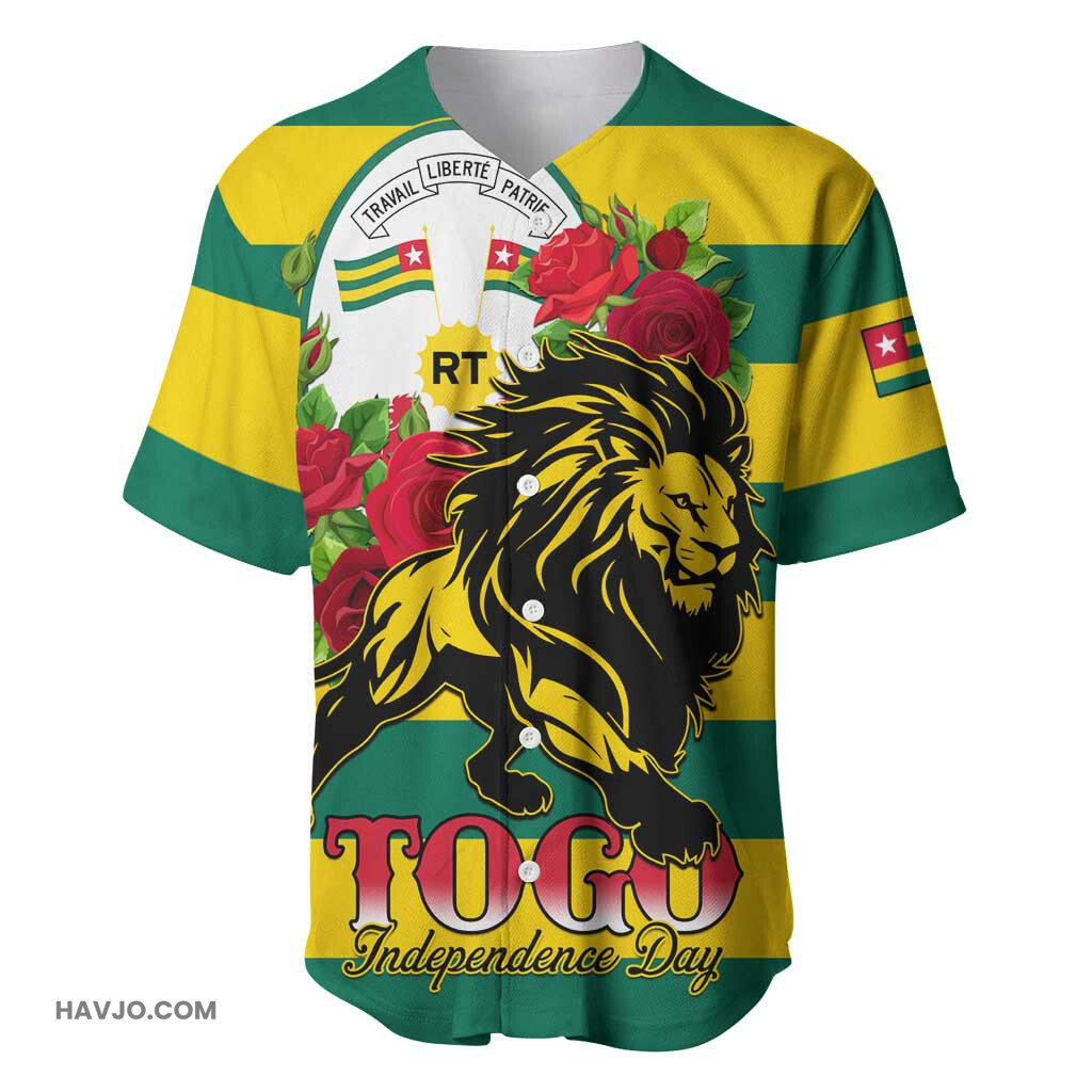 Togo Independence Day Lion With Rosa Flag Style Baseball Jersey