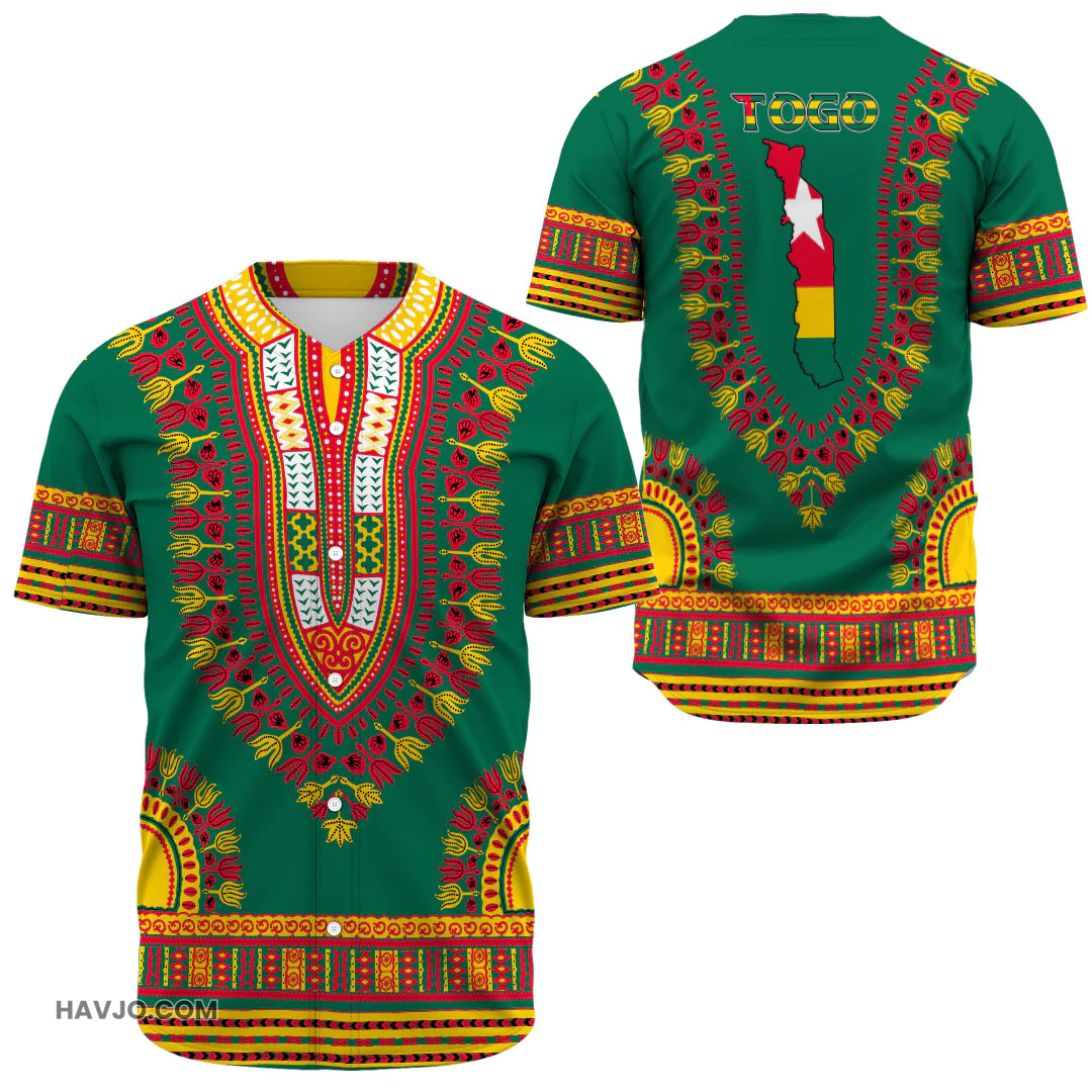Togo Traditional Dashiki Baseball Jersey