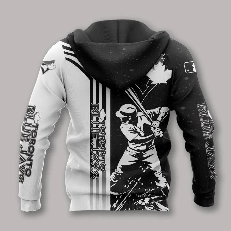 Alternative view of Toronto Blue Jays Black And White MLB All Over Print Hoodie