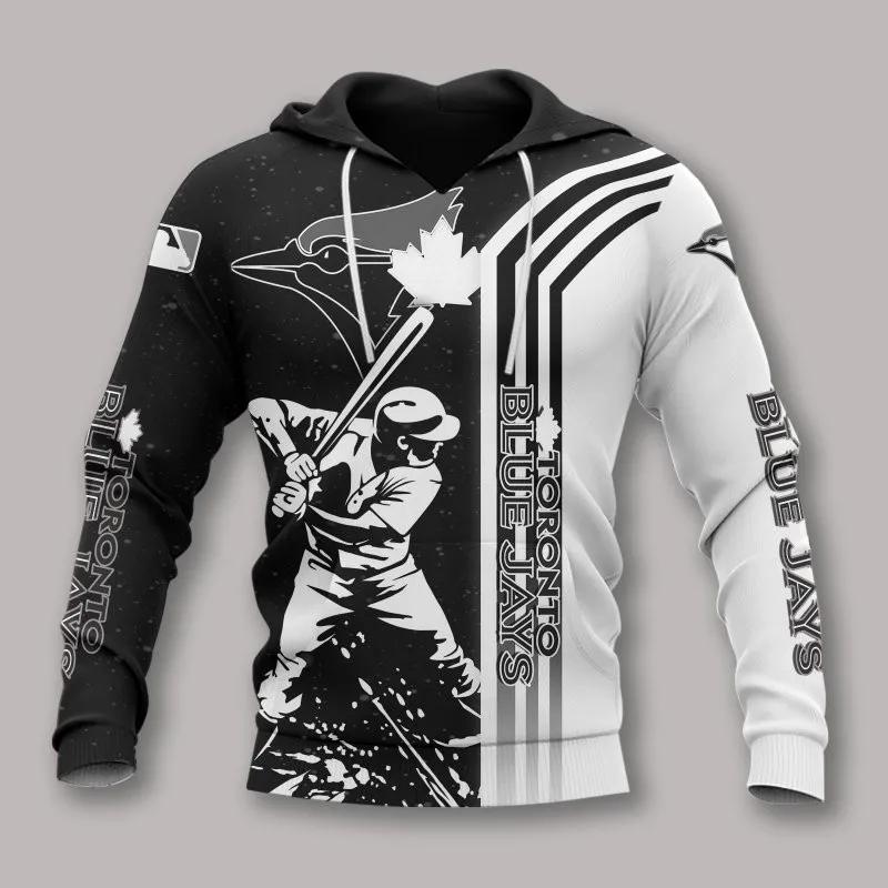 Toronto Blue Jays Black And White MLB All Over Print Hoodie