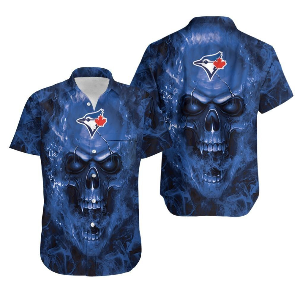 Toronto Blue Jays Mlb Fan Skull Hawaiian Shirt Tropical Aloha Button Up