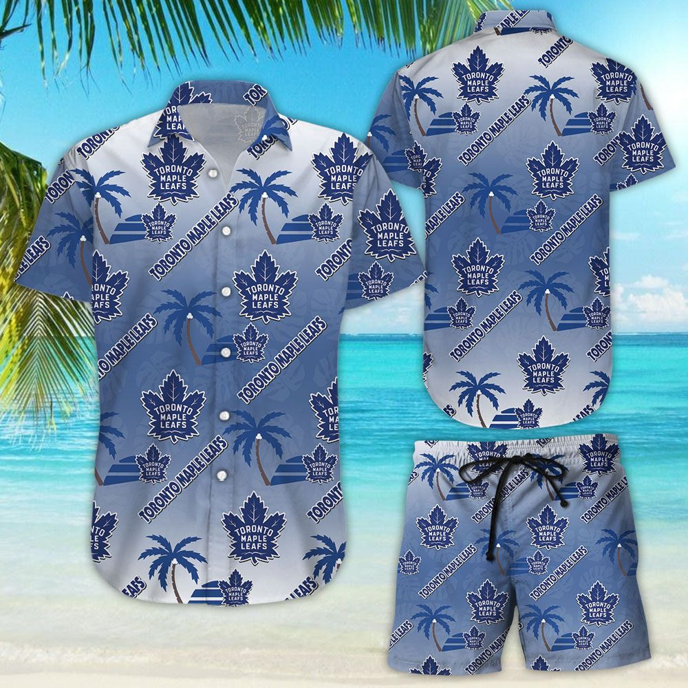 Toronto Maple Leafs Ice Hockey Team Hawaiian Shirt Tropical Aloha Button Up