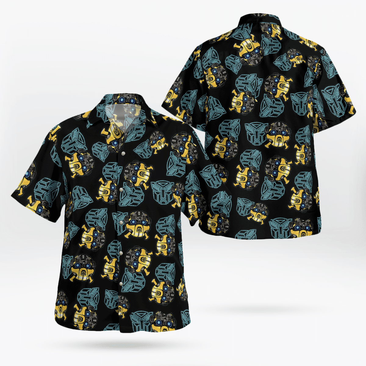 Transformers Bumblebee Hawaiian Shirt Tropical Aloha Button Up