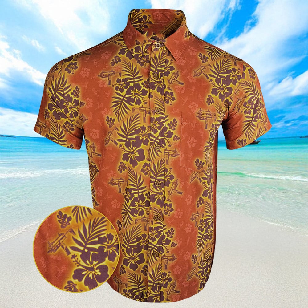 Tropic Aloha Burnt Orange Hawaiian Shirt Button Up Summer Shirts For Men Gifts