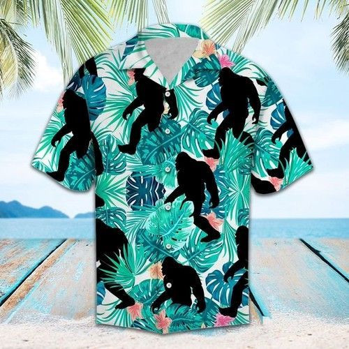 Tropical Bigfoot Hawaiian Shirt Tropical Aloha Button Up
