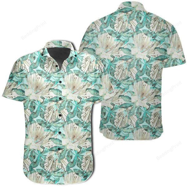 Tropical Blue Hawaiian Shirt Tropical Aloha Button Up