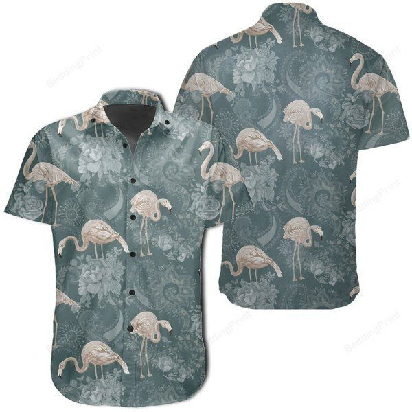Tropical Flamingos And Tropical Plants Hawaiian Shirt Tropical Aloha Button Up