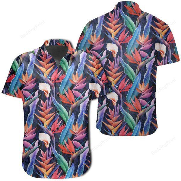 Tropical Flower Hawaiian Shirt Tropical Aloha Button Up
