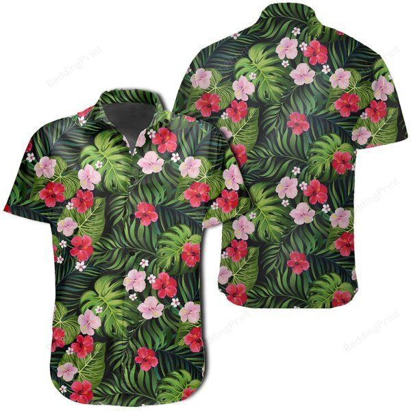 Tropical Flower Mix Hawaiian Shirt Tropical Aloha Button Up