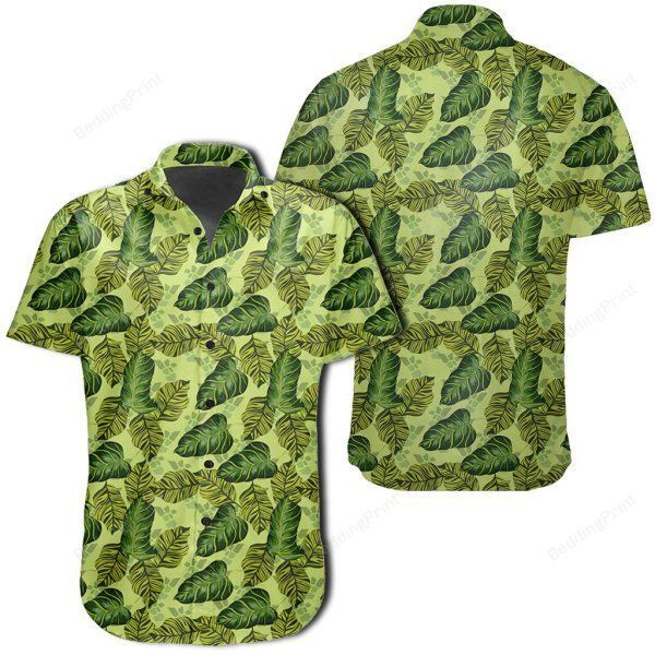 Tropical Green Hawaiian Shirt Tropical Aloha Button Up