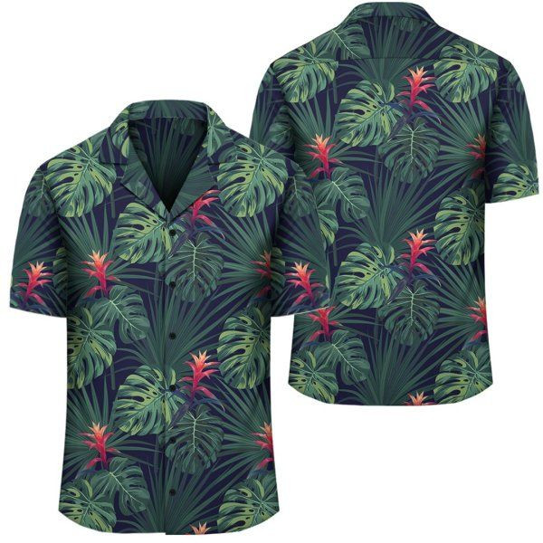Tropical Monstera Leaf Green Hawaiian Shirt Tropical Aloha Button Up