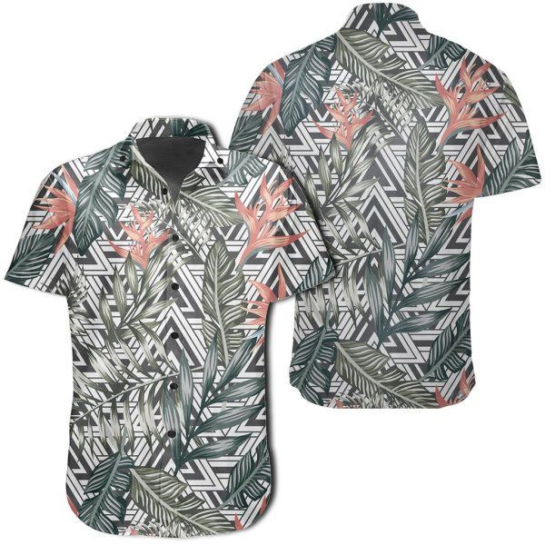 Tropical Palm Leaves And Flowers Hawaiian Shirt Tropical Aloha Button Up