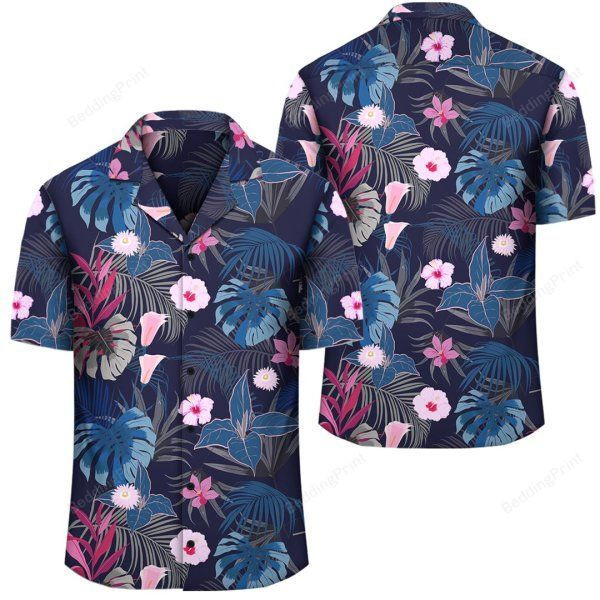 Tropical Palm Tree And Flower Hawaiian Shirt Tropical Aloha Button Up