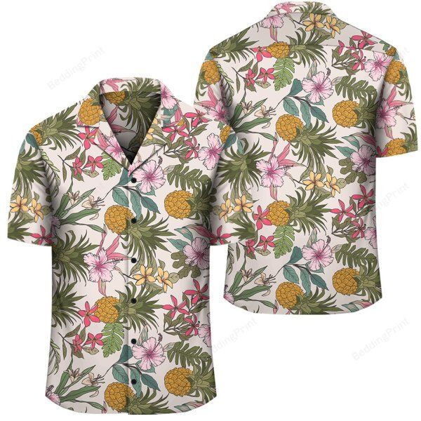 Tropical Pineaapple Hawaiian Shirt Tropical Aloha Button Up
