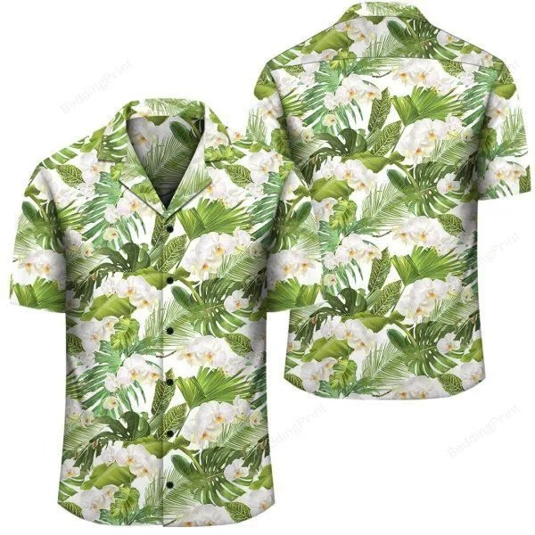 Tropical Plumeria White Hawaiian Shirt Tropical Aloha Button Up