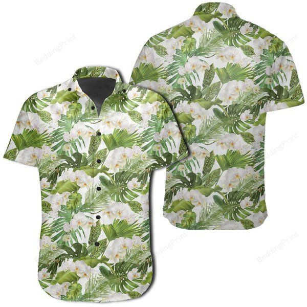 Tropical Plumeria White Hawaiian Shirt Tropical Aloha Button Up