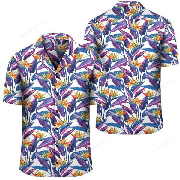 Tropical Strelitzia Hawaiian Shirt Tropical Aloha Button Up