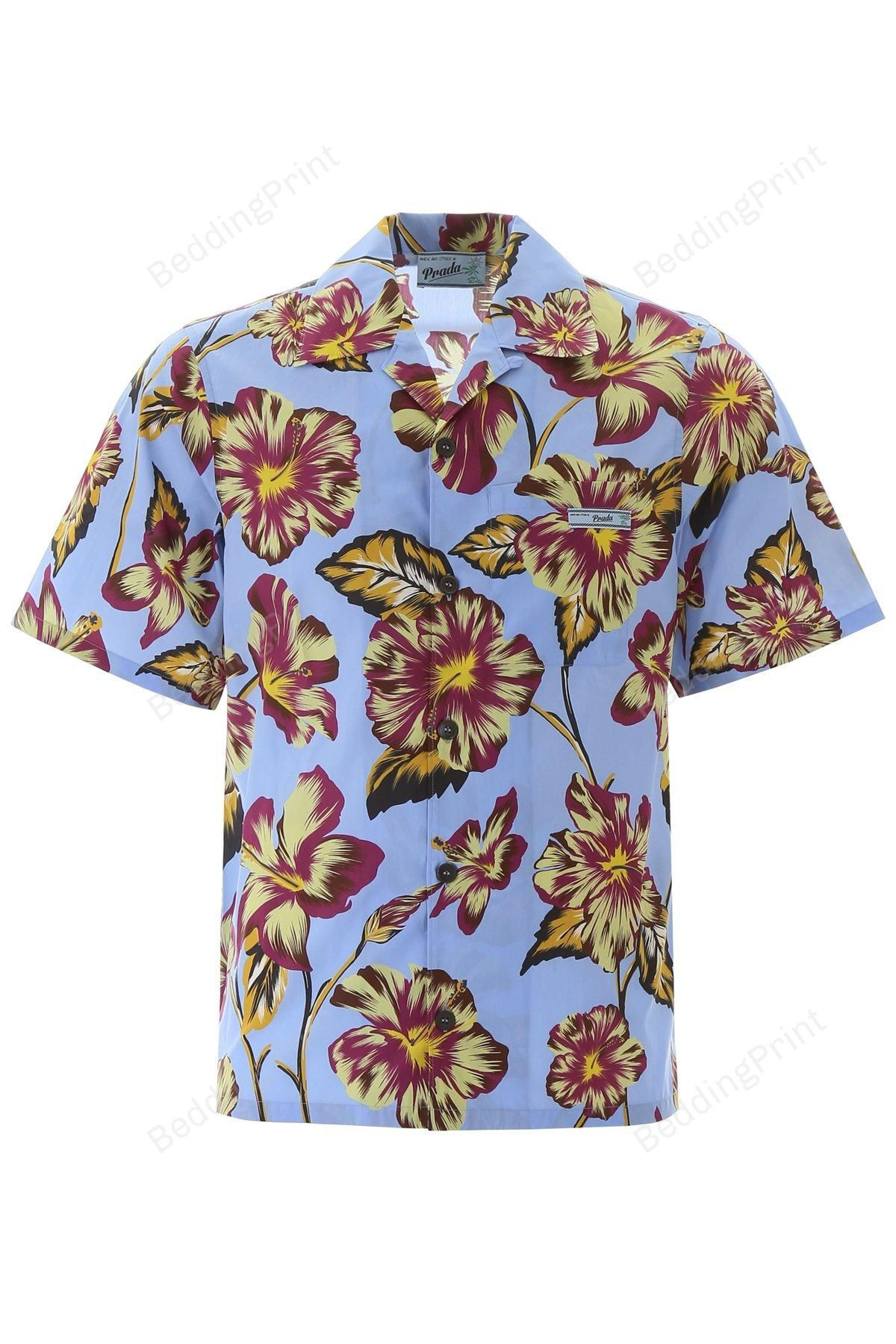 Tropical Yellow Purple Hibiscus Hawaiian Shirt Tropical Aloha Button Up