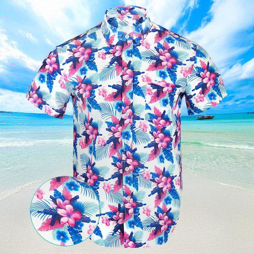 Tropics V2 White Hawaiian Shirt Button Up Summer Shirts For Men Gifts For Dad
